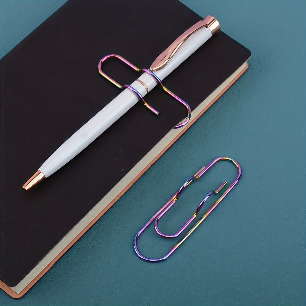 2pcs Metal Pen Clip Holder Paper Clip School Office Supplies