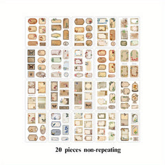 20pcs Retro Plant Tag Sticker Book for Scrapbooking, Planner, Diaries