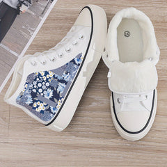 Floral Print Plush Lined Thermal Chunky Sneakers