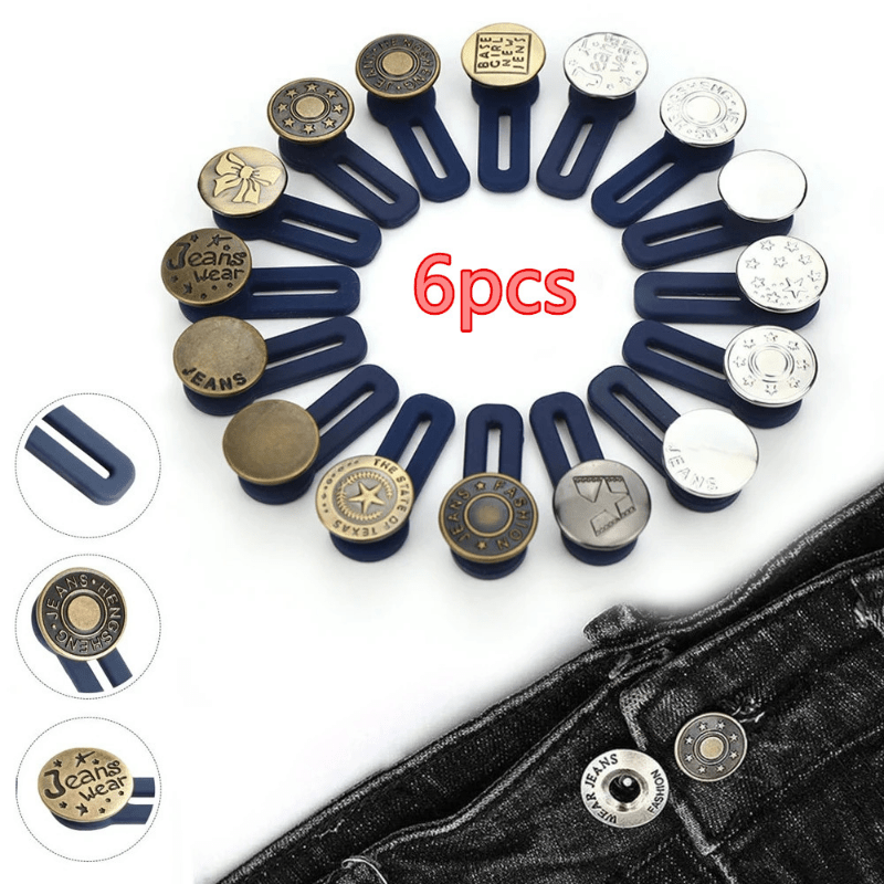 6pcs Metal Button Pants Waist Extender Stretch Waistband Size Adjuster