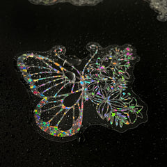 100pcs Transparent Butterfly Laser Stickers PET Creative Retro Stickers