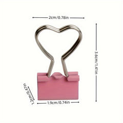 3pcs Pink Heart Shaped Paper Clip with Tail for Stationery