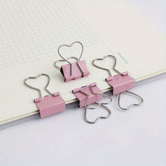 3pcs Pink Heart Shaped Paper Clip with Tail for Stationery