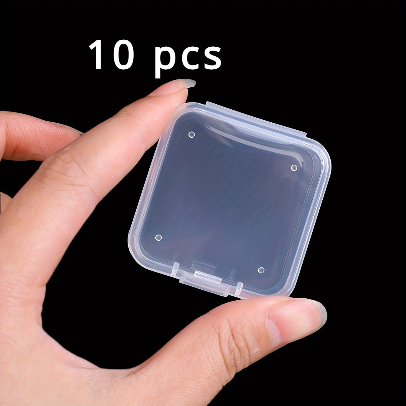 10pcs Square Clear Plastic Storage Box Case Hinged Cover Beads Container