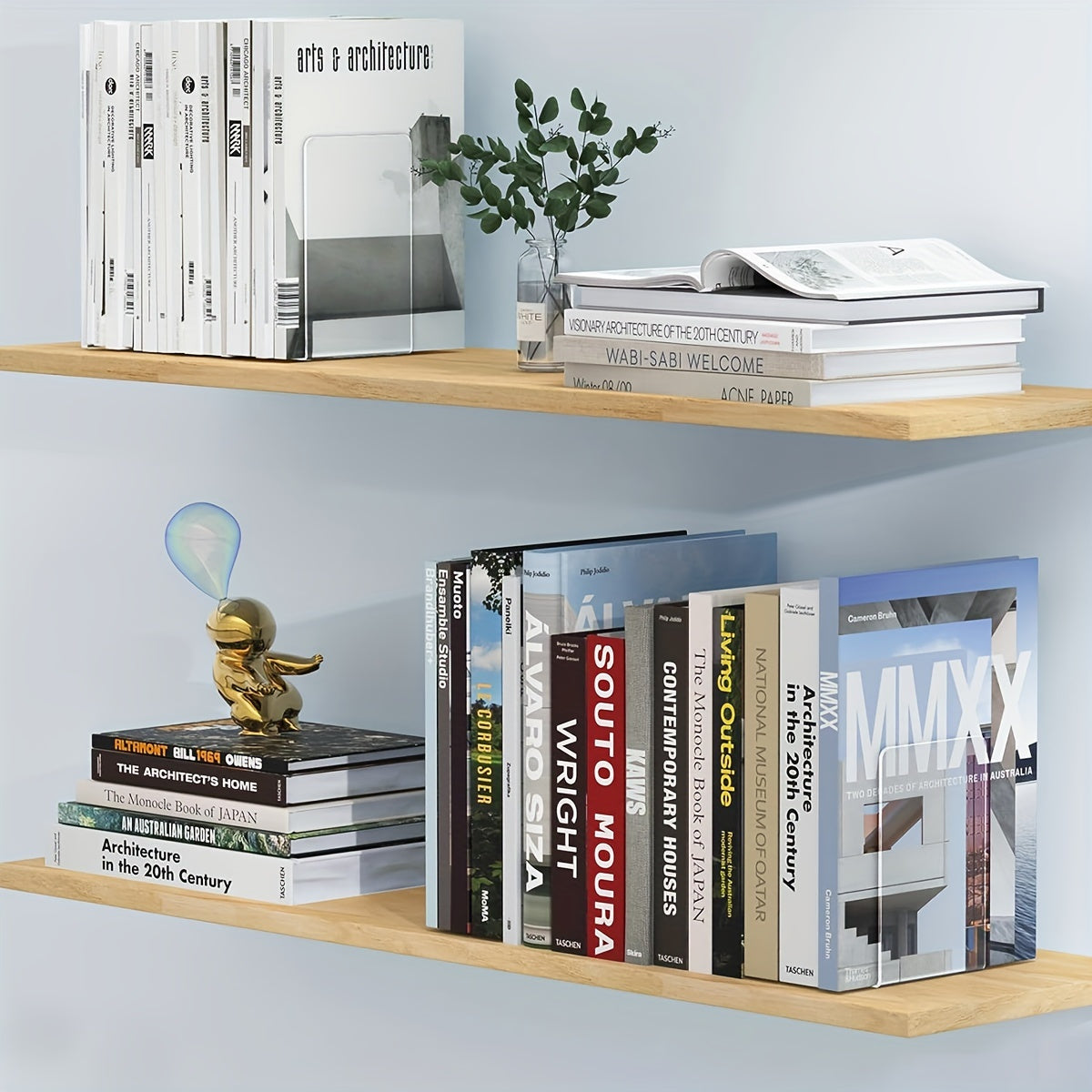 2pcs Acrylic Bookends L shaped Desktop Book Storage Decoration