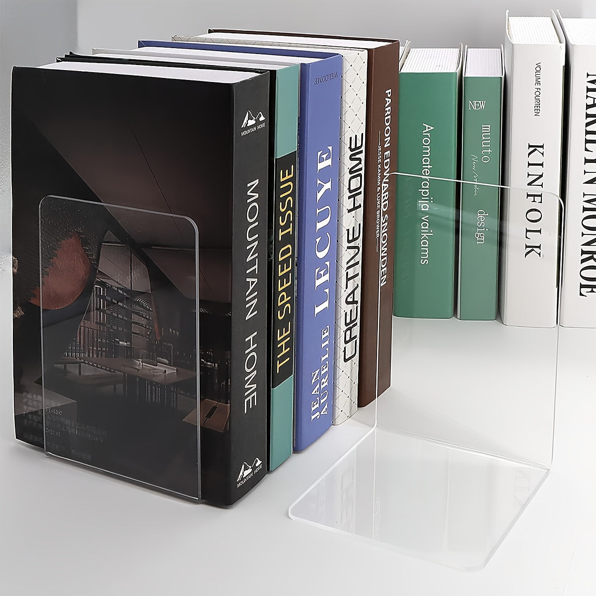 2pcs Acrylic Bookends L shaped Desktop Book Storage Decoration