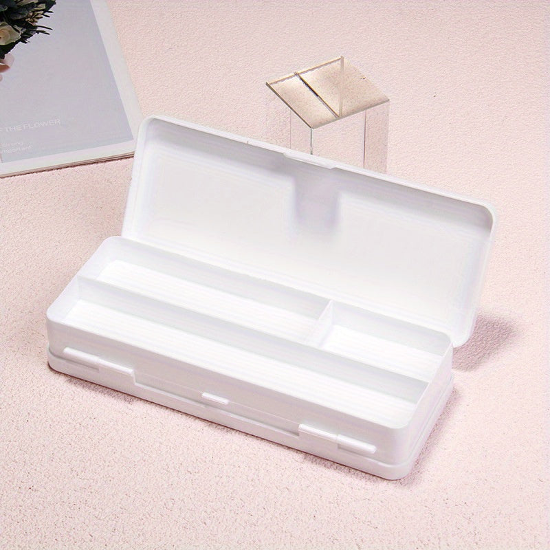 Clear Double Deck Divided Storage Box w/ Lid for School Supplies or Arts Crafts