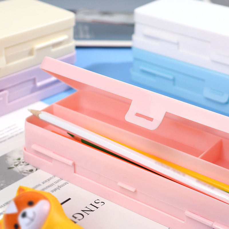 Clear Double Deck Divided Storage Box w/ Lid for School Supplies or Arts Crafts