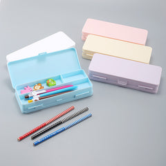 Clear Double Deck Divided Storage Box w/ Lid for School Supplies or Arts Crafts