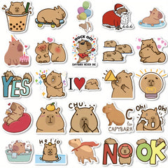 50pcs Waterproof Capybara Cartoon Stickers Pack Funny Love Doodle Art