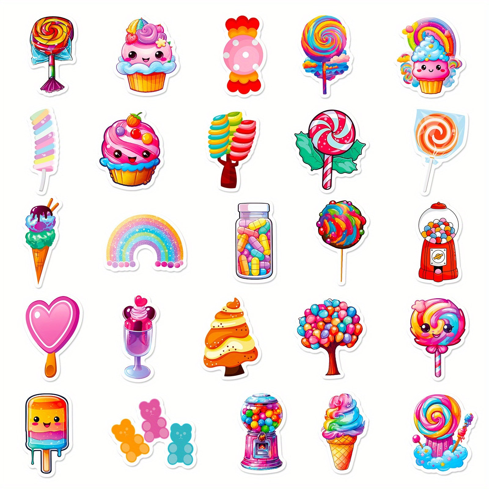 40pcs Colorful Candy Lollipop DIY Decorative Stickers Waterproof