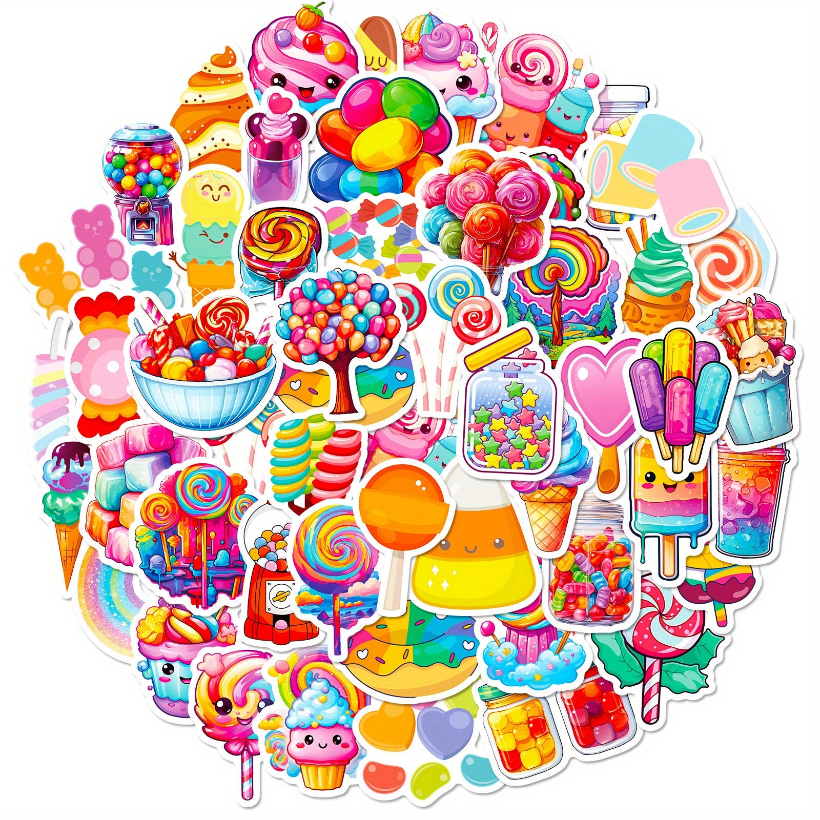 40pcs Colorful Candy Lollipop DIY Decorative Stickers Waterproof