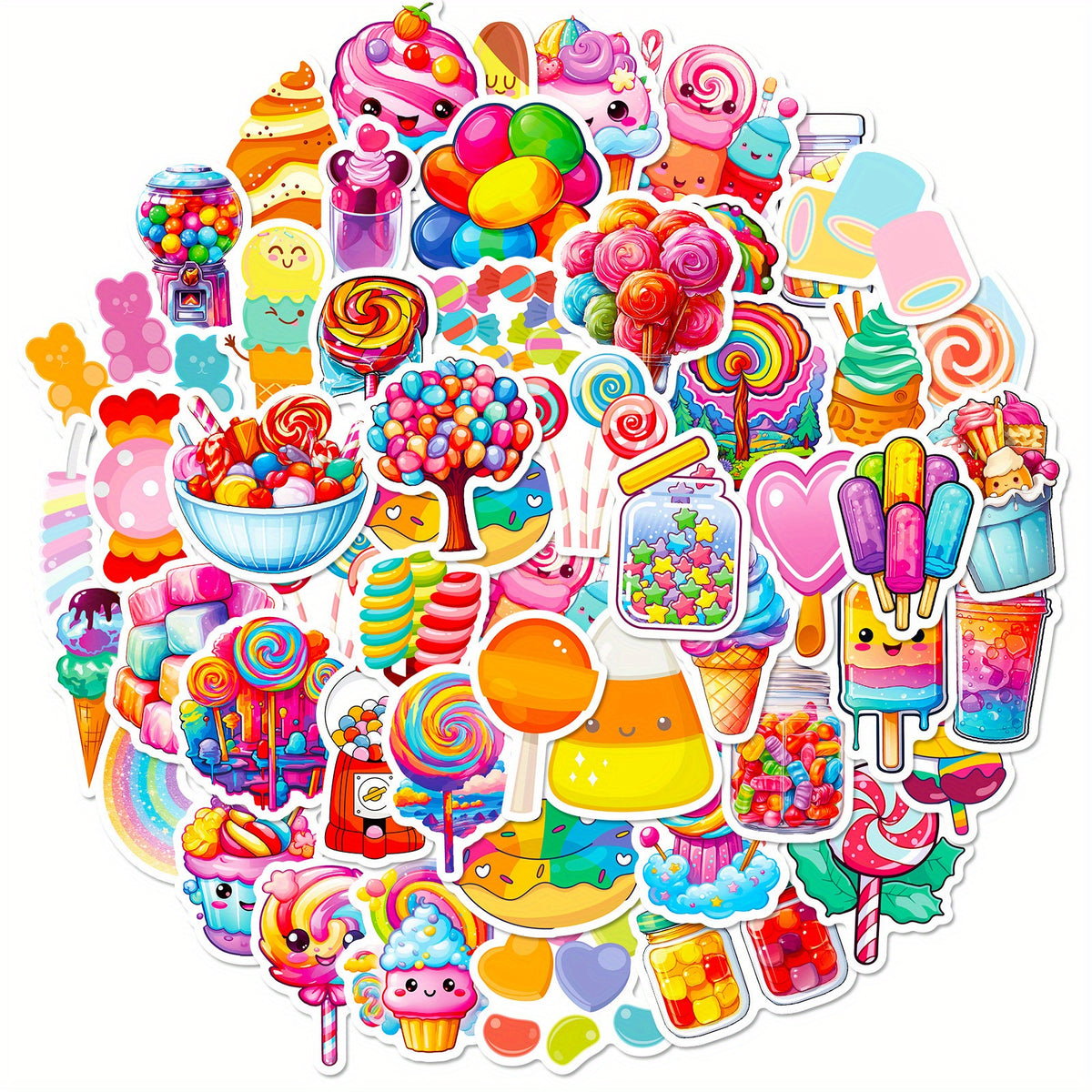 40pcs Colorful Candy Lollipop DIY Decorative Stickers Waterproof