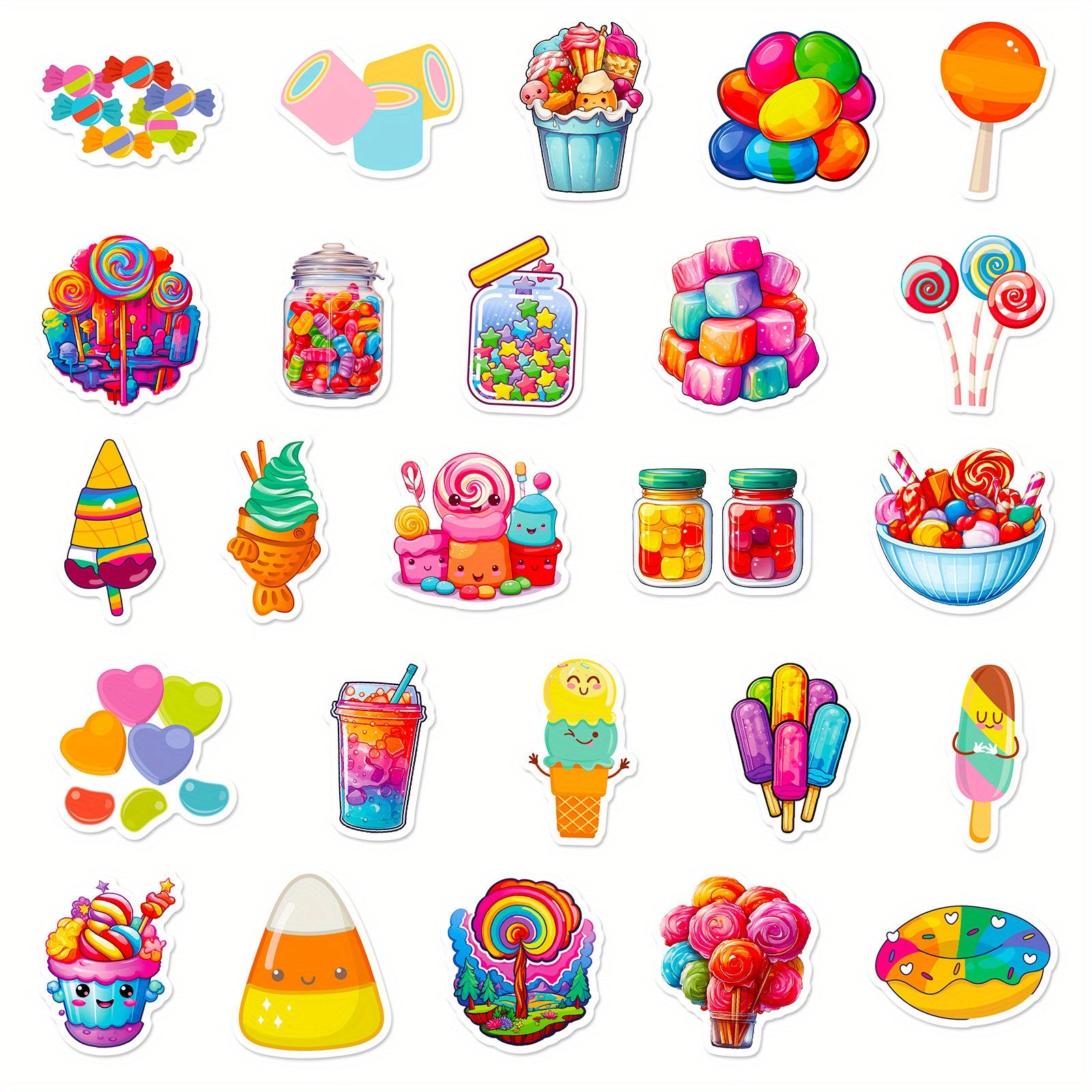 40pcs Colorful Candy Lollipop DIY Decorative Stickers Waterproof