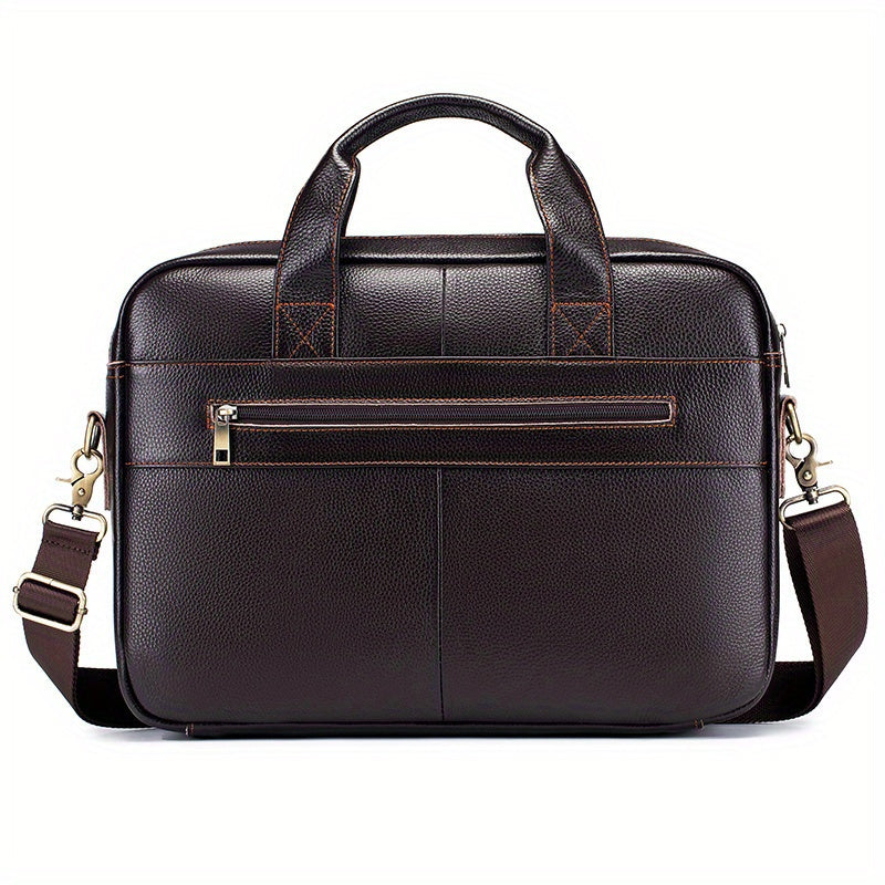 Men's Leather Briefcase Cowhide Handbag For 15 inch Laptop Travel Business Bag