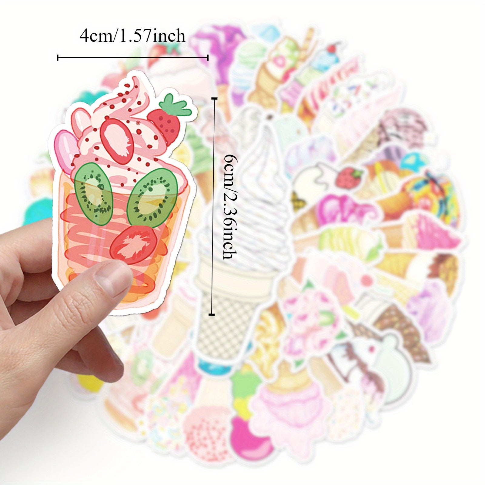 50pcs Ice Cream Vinyl Stickers Waterproof Decals for Laptops & More