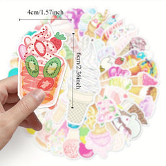 50pcs Ice Cream Vinyl Stickers Waterproof Decals for Laptops & More