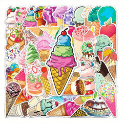 50pcs Ice Cream Vinyl Stickers Waterproof Decals for Laptops & More