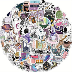 100pcs Bohemian Witch Decals PVC Waterproof Stickers for Laptop Suitcase Guitar