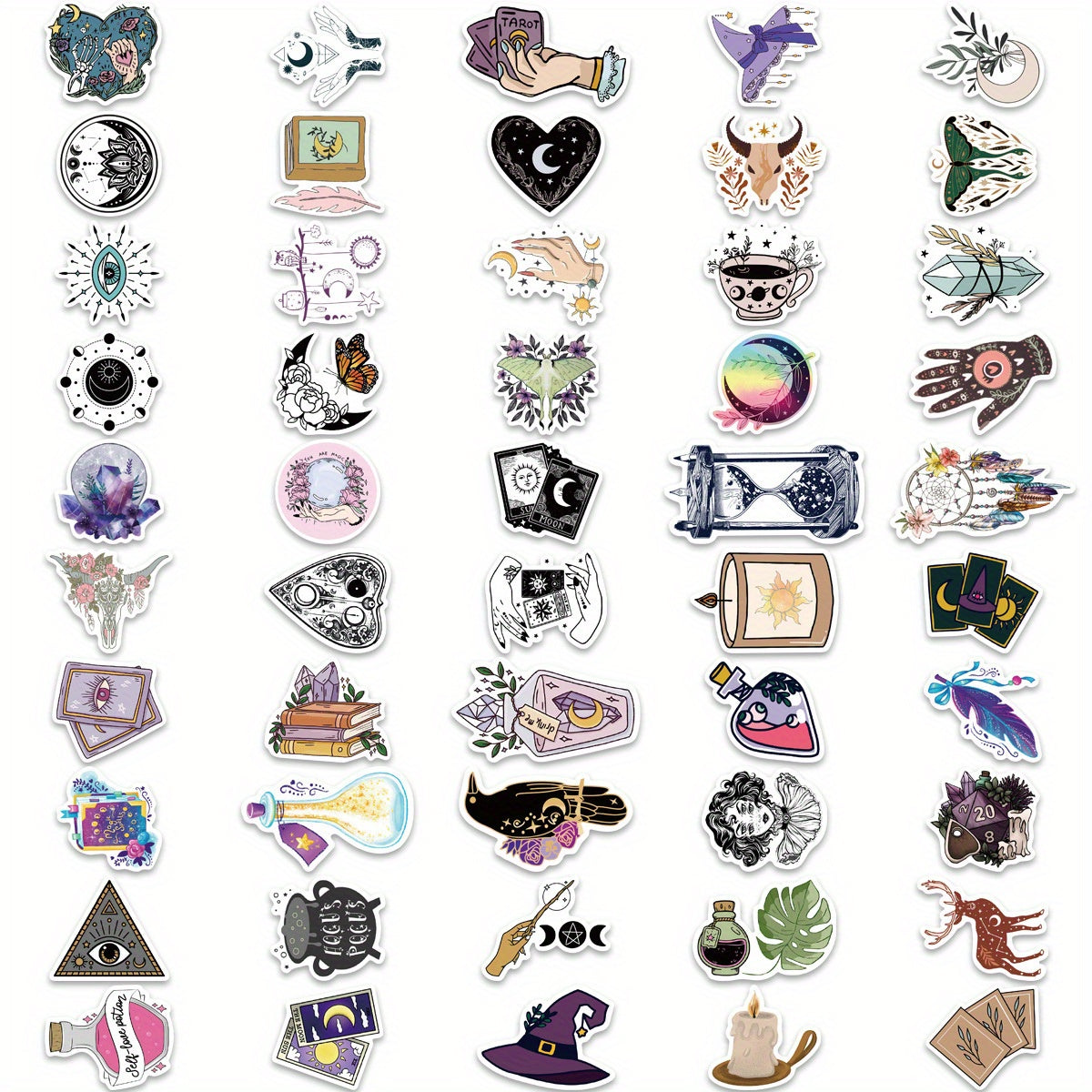 100pcs Bohemian Witch Decals PVC Waterproof Stickers for Laptop Suitcase Guitar
