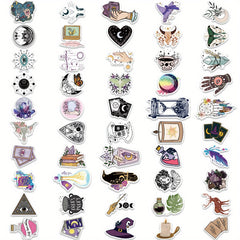 100pcs Bohemian Witch Decals PVC Waterproof Stickers for Laptop Suitcase Guitar
