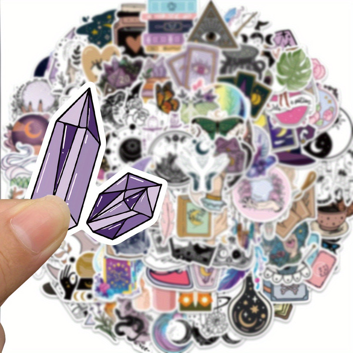 100pcs Bohemian Witch Decals PVC Waterproof Stickers for Laptop Suitcase Guitar