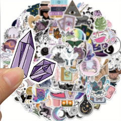 100pcs Bohemian Witch Decals PVC Waterproof Stickers for Laptop Suitcase Guitar
