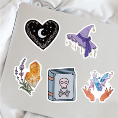 100pcs Bohemian Witch Decals PVC Waterproof Stickers for Laptop Suitcase Guitar