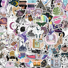 100pcs Bohemian Witch Decals PVC Waterproof Stickers for Laptop Suitcase Guitar