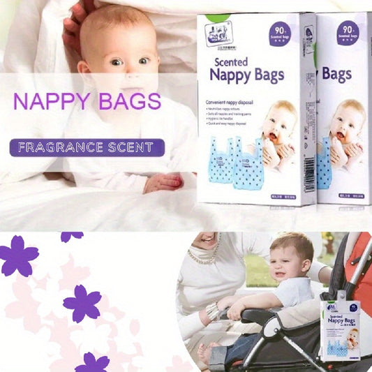 90pcs Scented Diaper Garbage Bags Nappy Collection Bags Thickened Vest Portable