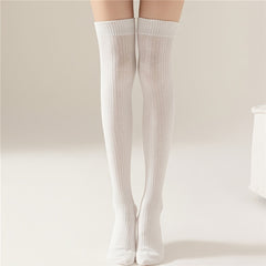 6-Pair Solid Ribbed Over-the-Knee Socks Women's Stockings