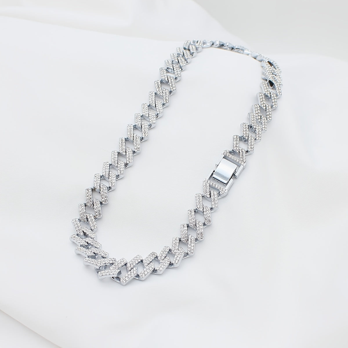 Cuban Link Rhinestone Chain Necklace