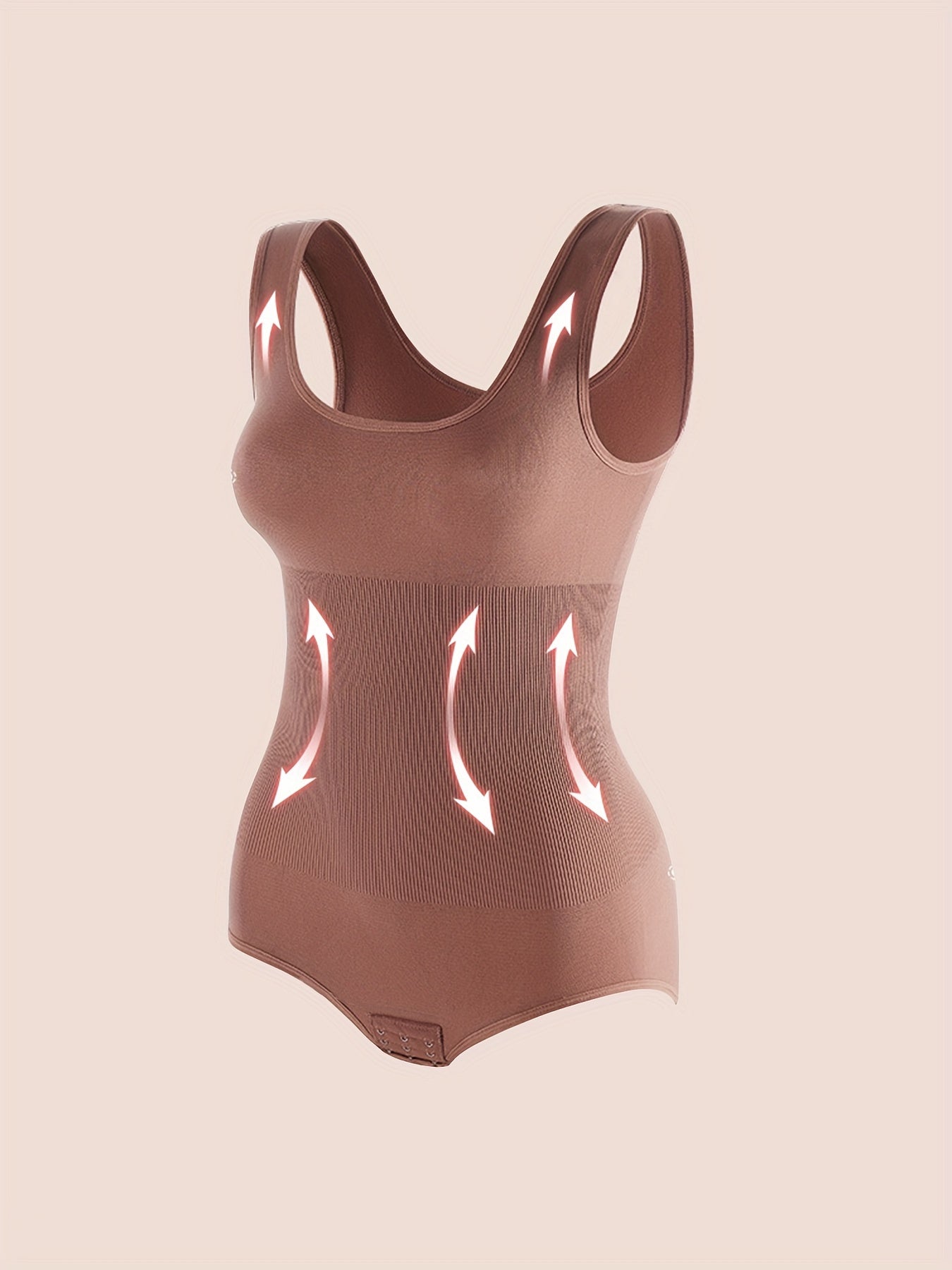 Solid Shaping Bodysuit Crew Neck Tummy Control Slimming Body Shaper