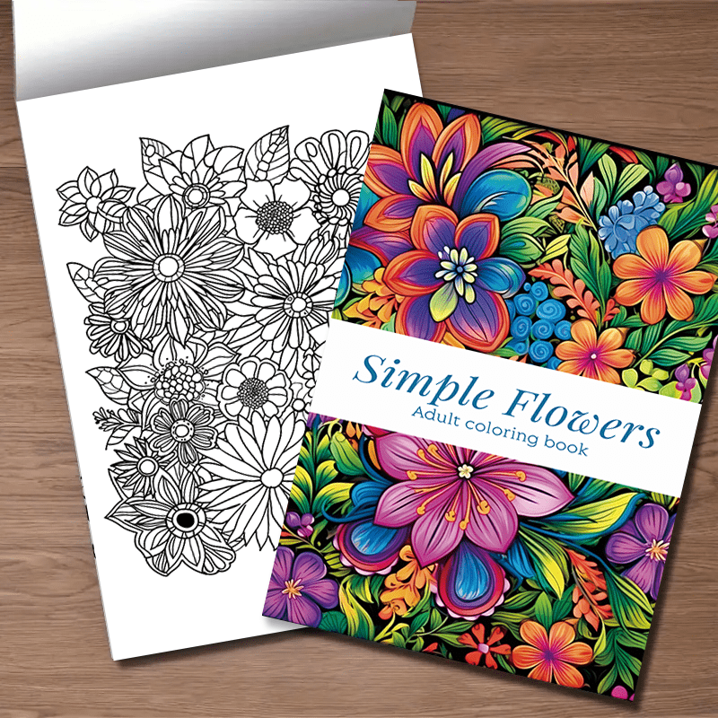 22 Page Flowers Adult Coloring Book - Stress Relieving Activity