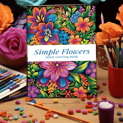 22 Page Flowers Adult Coloring Book - Stress Relieving Activity