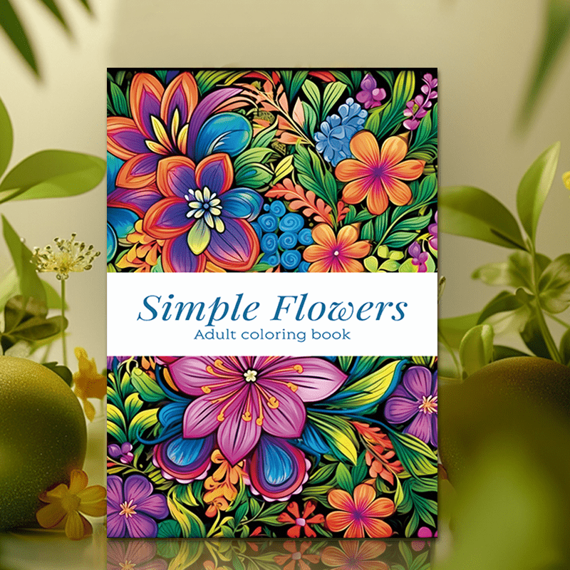 22 Page Flowers Adult Coloring Book - Stress Relieving Activity