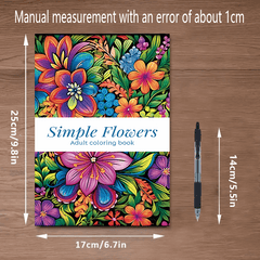 22 Page Flowers Adult Coloring Book - Stress Relieving Activity