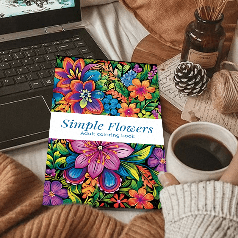 22 Page Flowers Adult Coloring Book - Stress Relieving Activity
