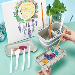 9 Piece Artist Paint Brush Set with Cleaning Basin