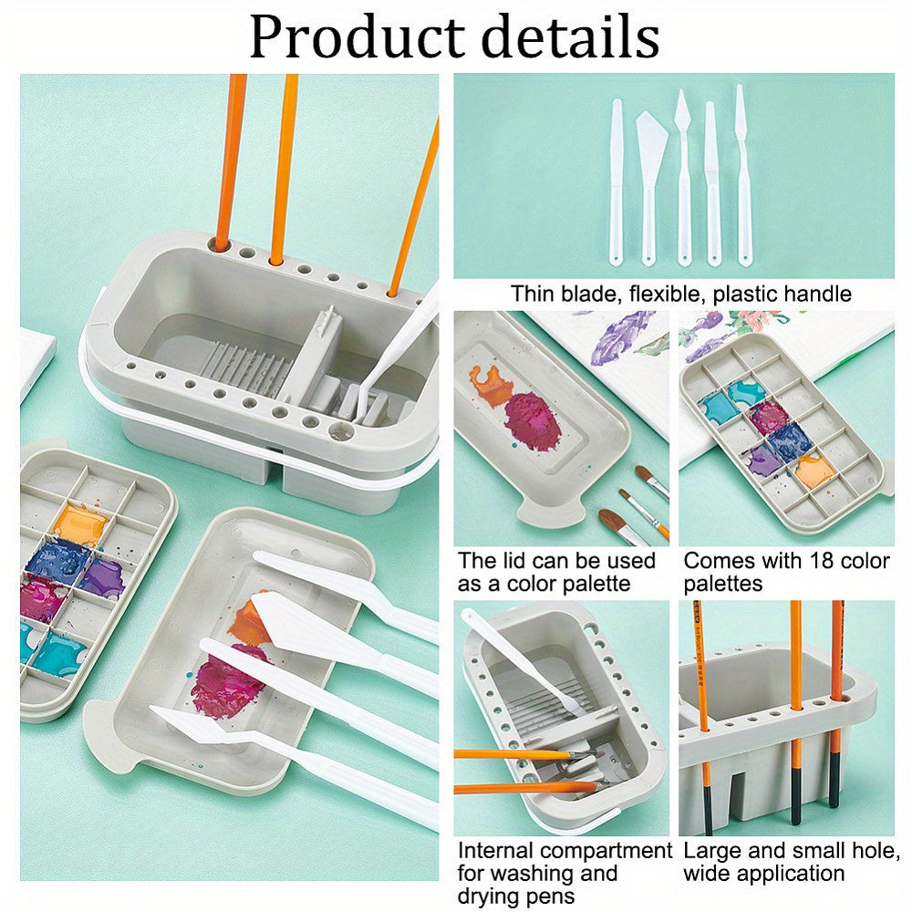 9 Piece Artist Paint Brush Set with Cleaning Basin