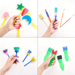 25pc DIY Sponge Brushes Seal Painting Tools Mixed Shapes & Text