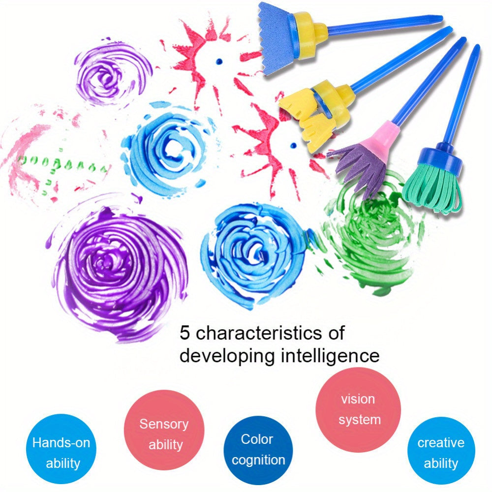 25pc DIY Sponge Brushes Seal Painting Tools Mixed Shapes & Text