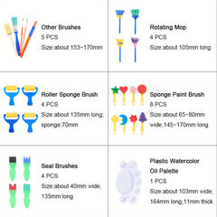 25pc DIY Sponge Brushes Seal Painting Tools Mixed Shapes & Text