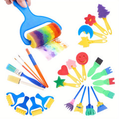 25pc DIY Sponge Brushes Seal Painting Tools Mixed Shapes & Text