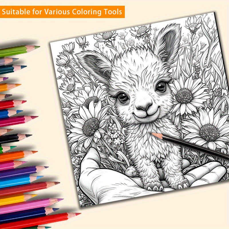 Hand Painted Small Animals Coloring Book - 22 Pages of Detailed Designs