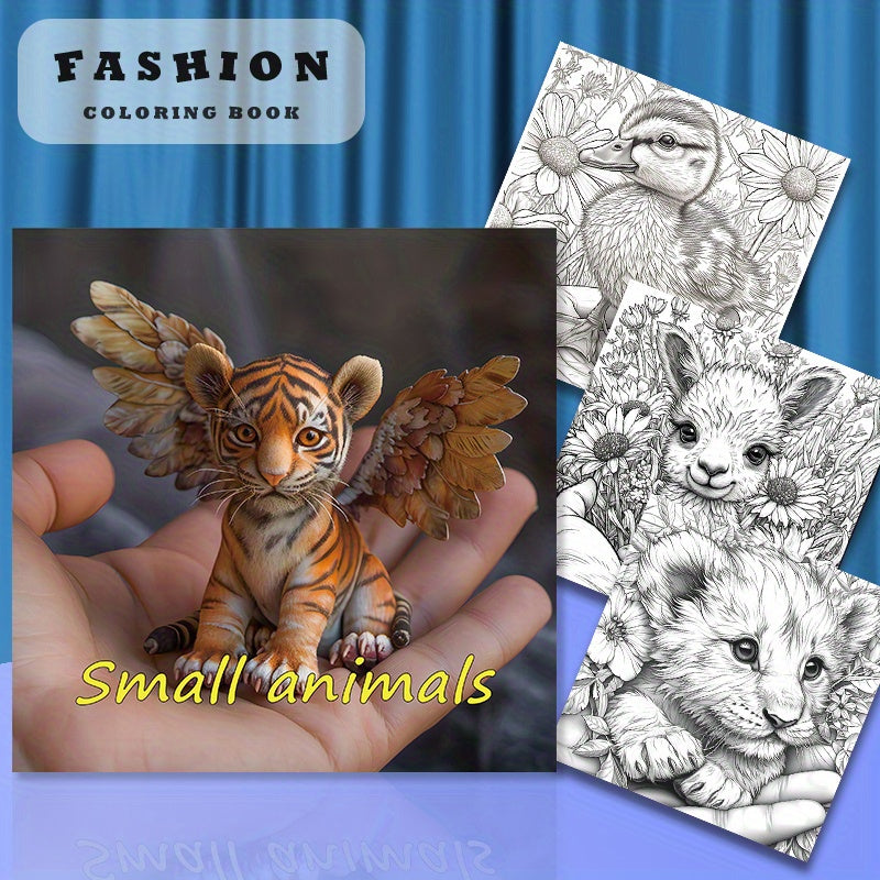 Hand Painted Small Animals Coloring Book - 22 Pages of Detailed Designs