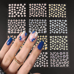 12pcs Shimmering Floral Nail Art Stickers Self Adhesive Decals for Manicure