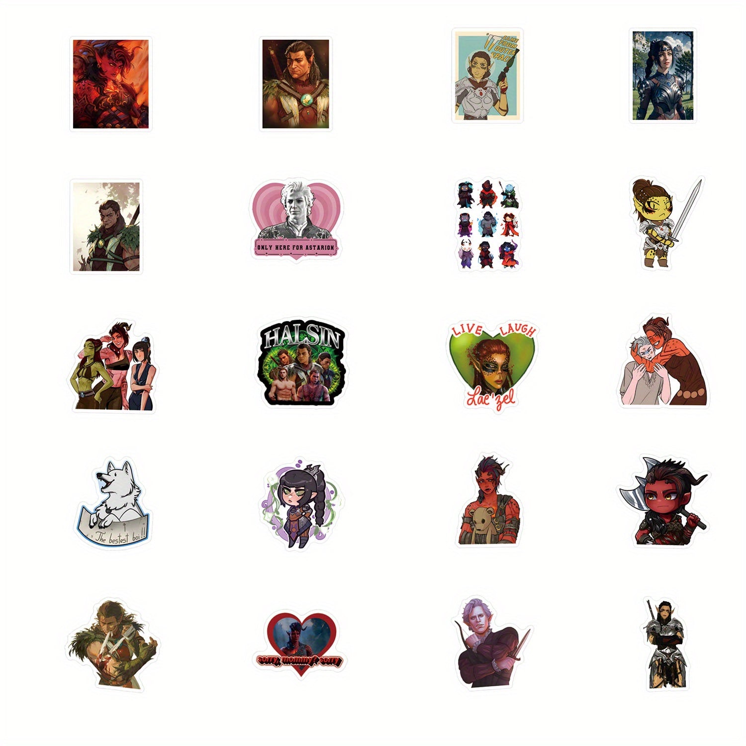 128pcs Baldur's Gate Character Stickers for Laptops