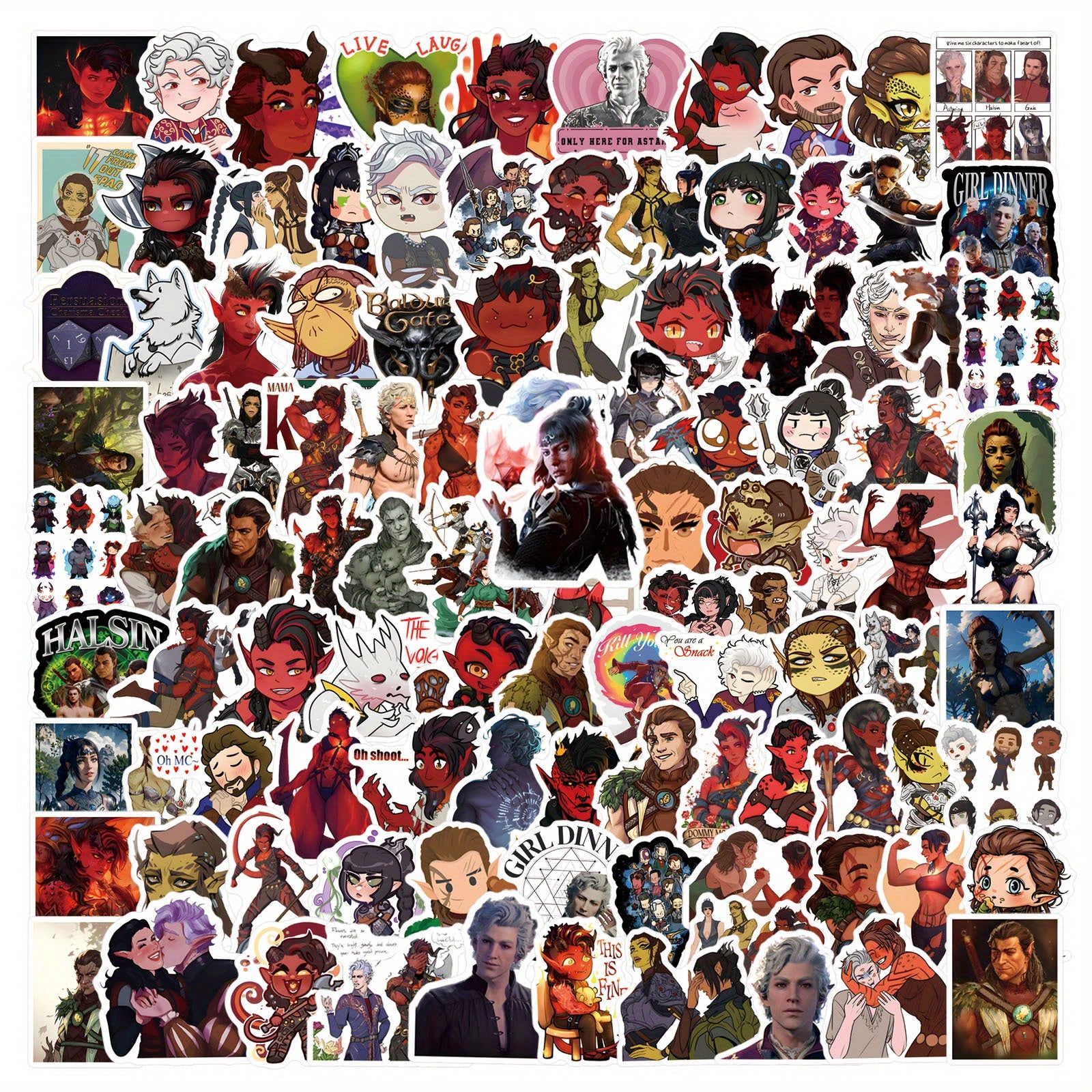 128pcs Baldur's Gate Character Stickers for Laptops