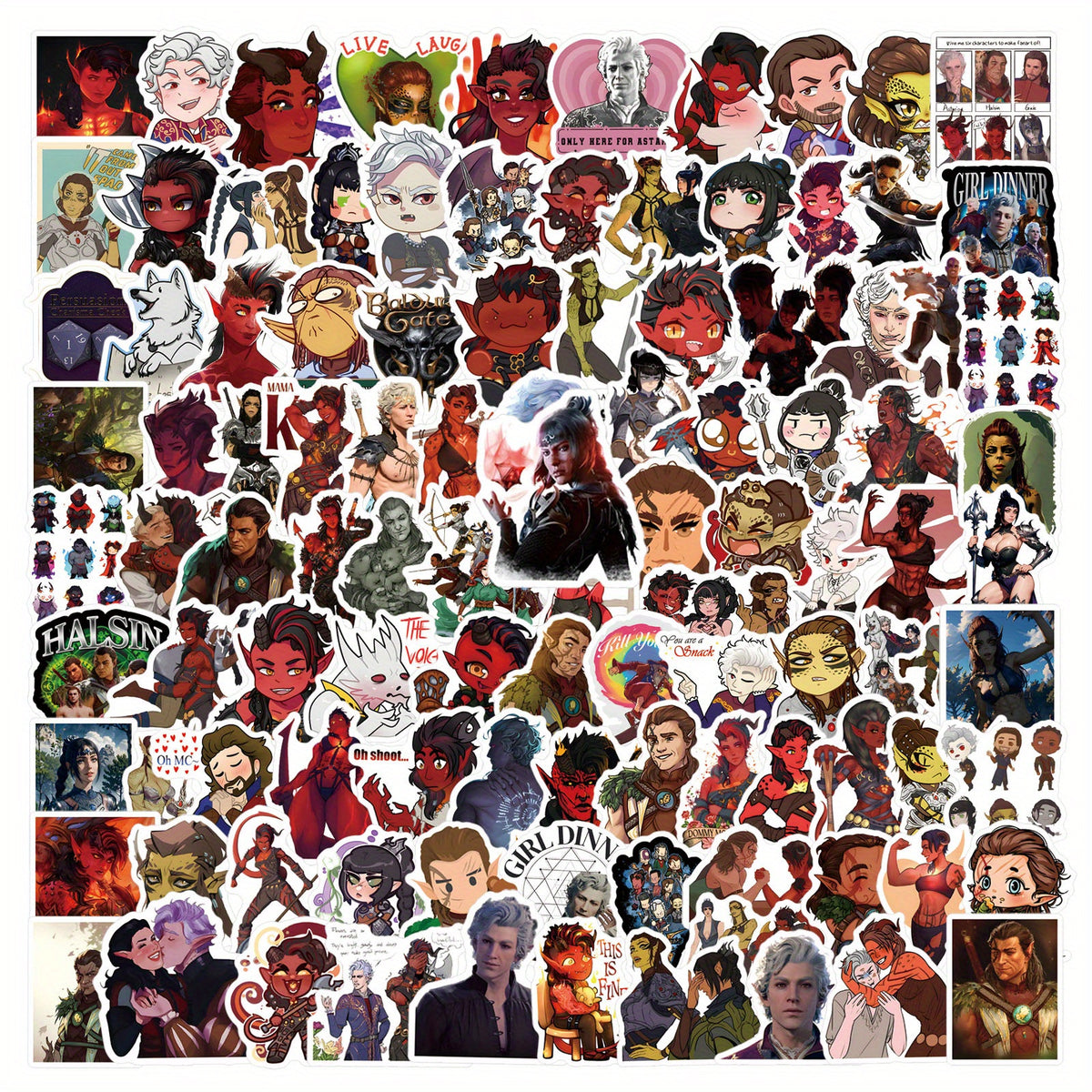128pcs Baldur's Gate Character Stickers for Laptops